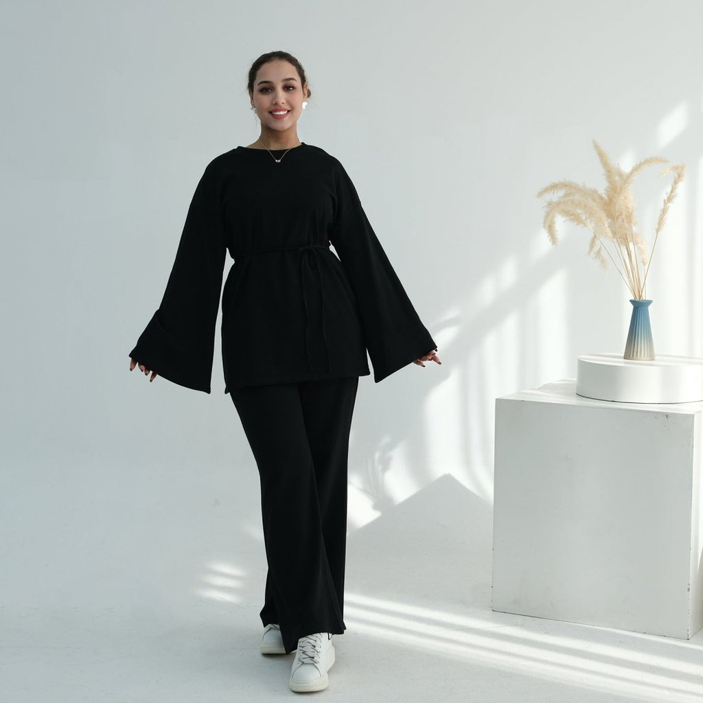 Oversized Cotton Top & Wide-Leg Pants Set(MS450)