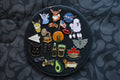 Assorted colorful pins and badges collection