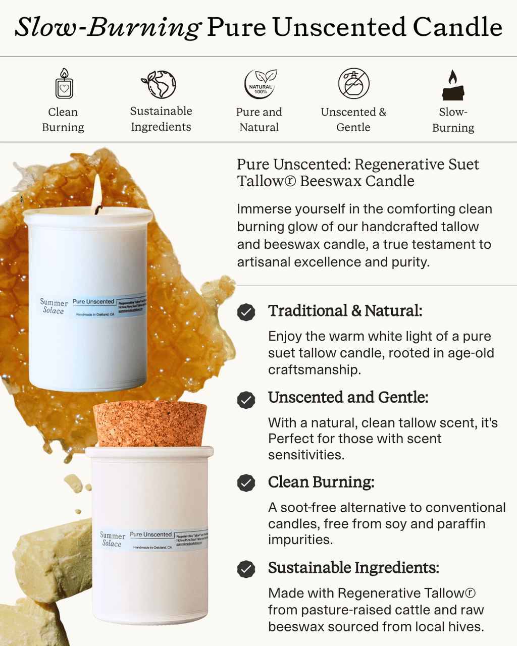 Pure Unscented Tallow Collection | Regenerative Skincare & Candle Set