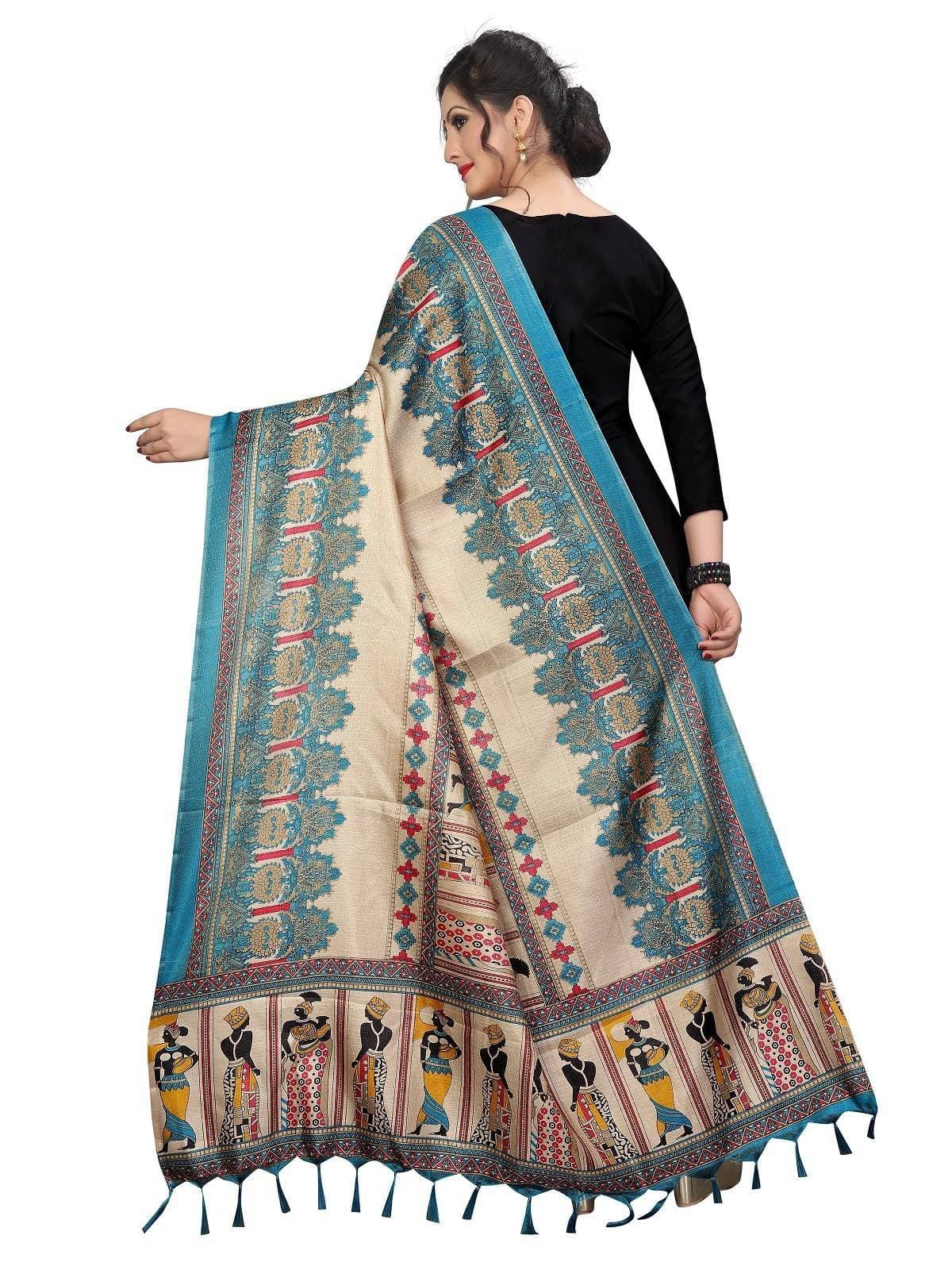 Vamika Rama Green Beautiful Printed Khadi Bhagalpuri Dupatta