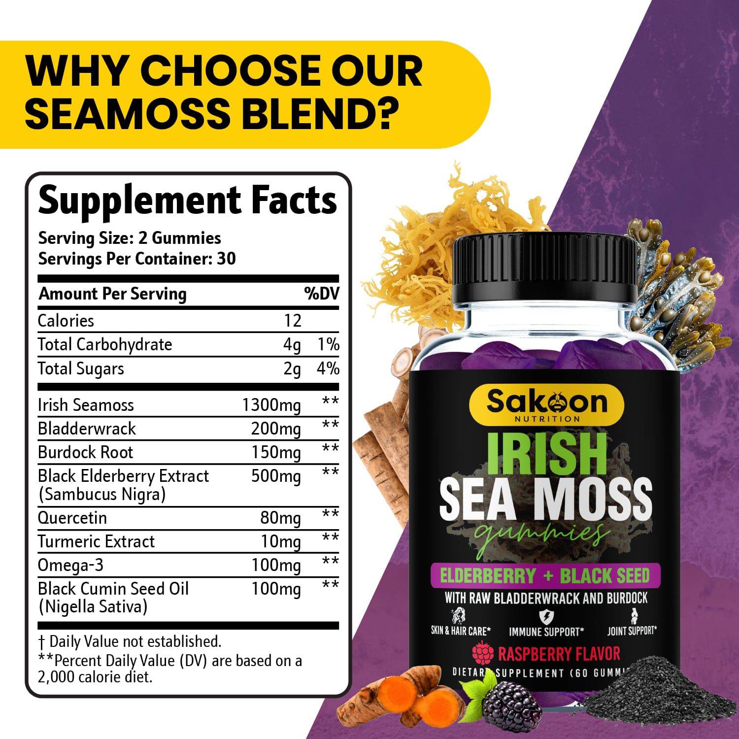 OVERSTOCK SALE Sea Moss Gummies With Elderberry & Black Seed Oil