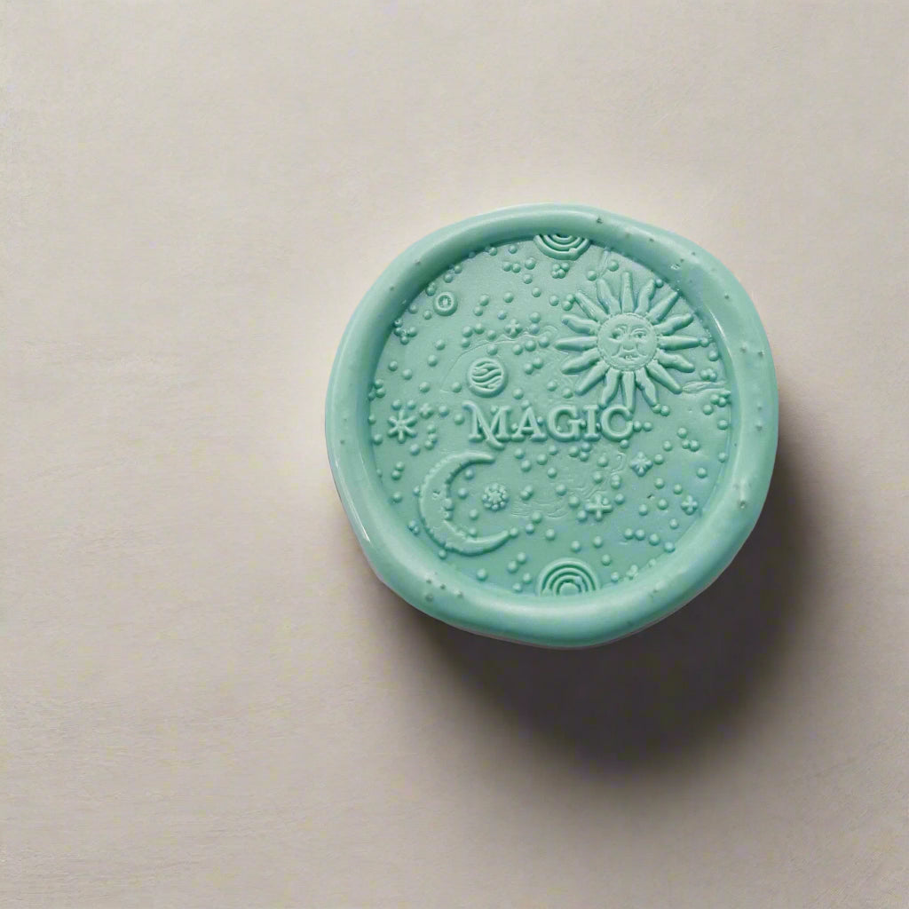 Whimsical "Magic" Wax Seal Stamp with Sun, Moon & Stars - Enchanting Seals