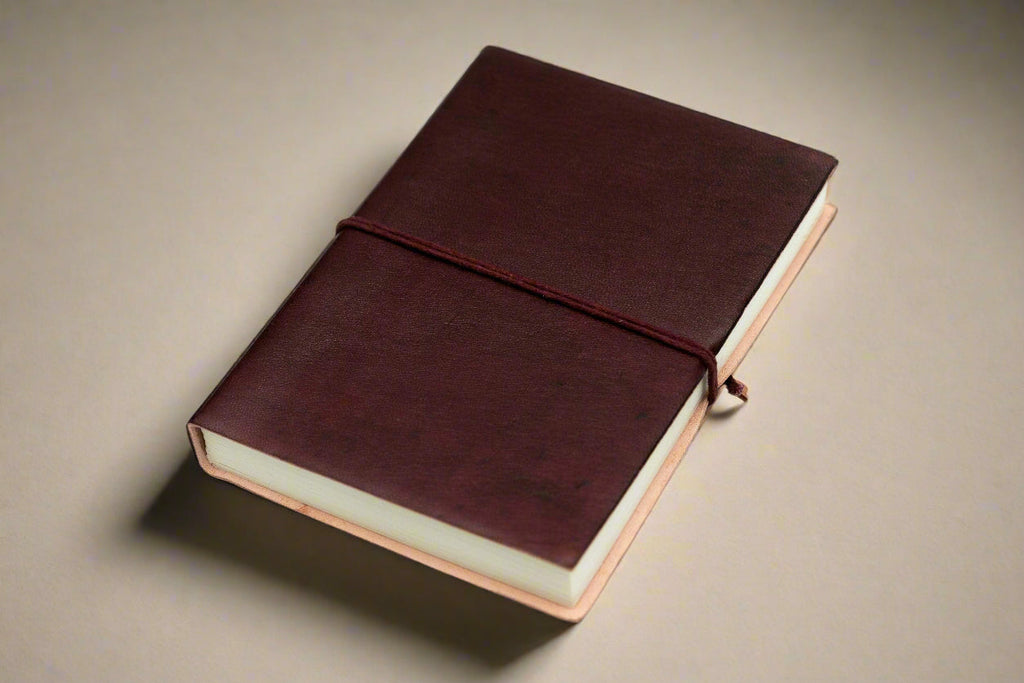 Rustic Dark Brown 5x7 Leather Journal - Unlined & Tree-Free Paper