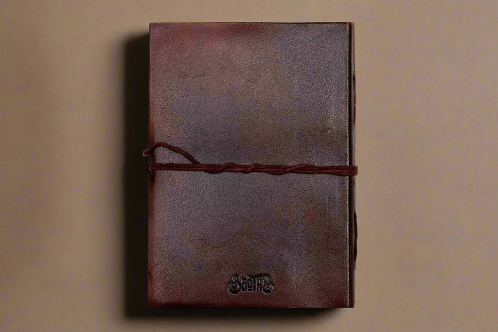 Rustic Dark Brown 5x7 Leather Journal - Unlined & Tree-Free Paper