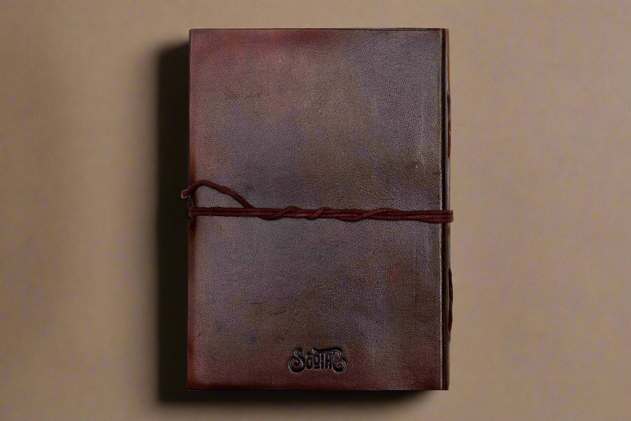 Rustic Dark Brown 5x7 Leather Journal - Unlined & Tree-Free Paper