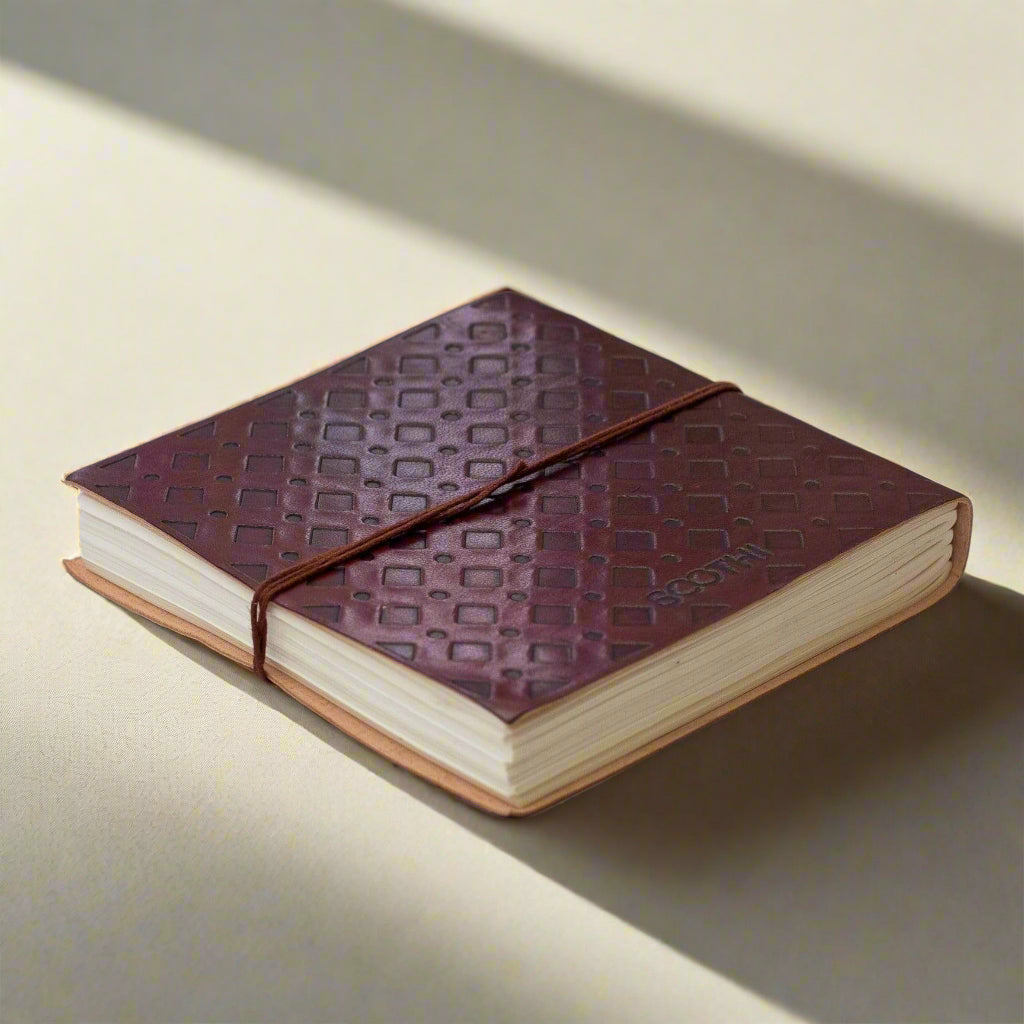 Compass 7x7 Leather Journal | Embossed Square Sketchbook & Diary