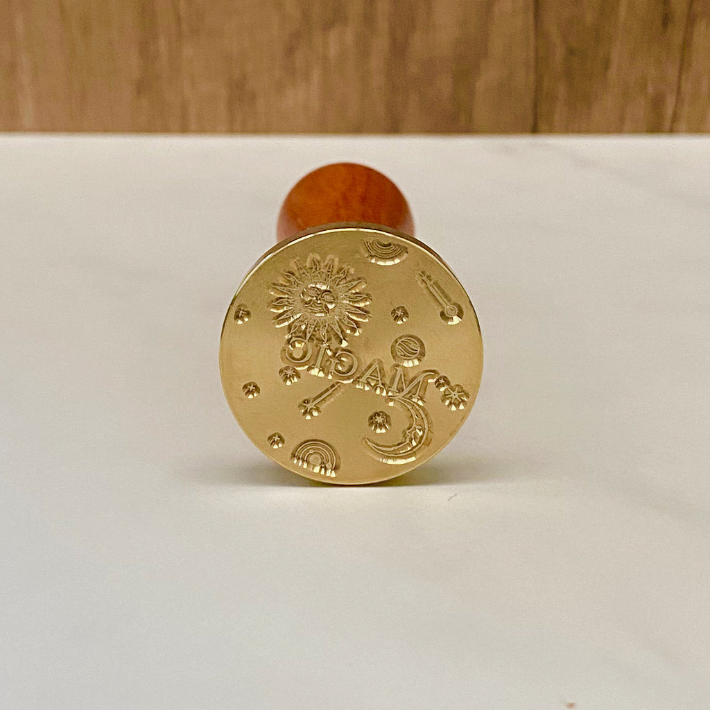 Whimsical "Magic" Wax Seal Stamp with Sun, Moon & Stars - Enchanting Seals
