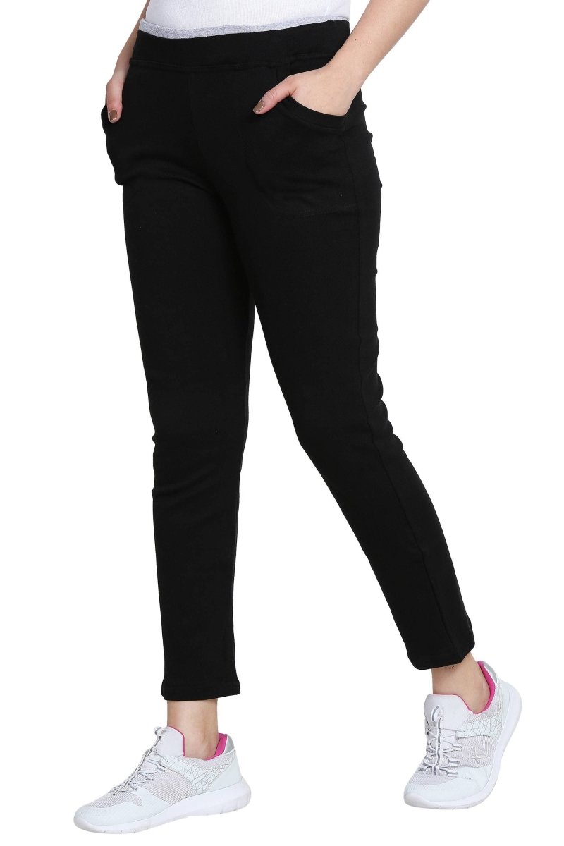 Asmaani Black color Hosiery Lower with Two Side Pockets.