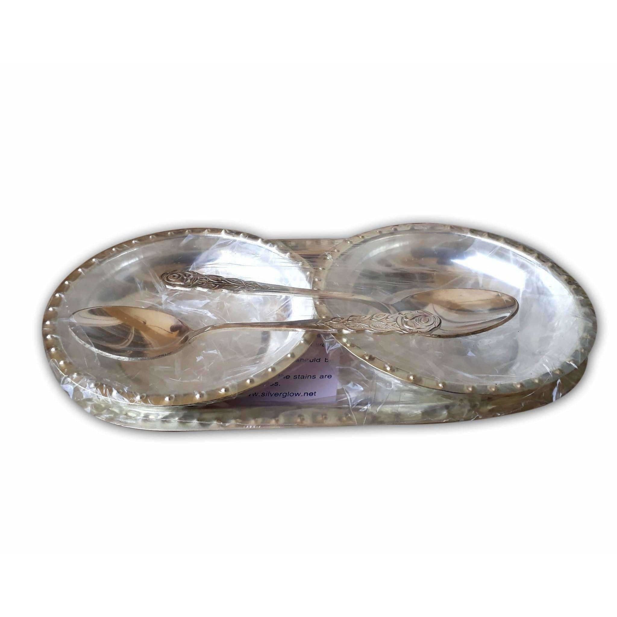 Silver Tray with Cups and Spoons