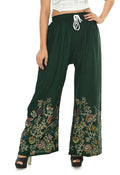 Mominos Fashion Moeza Reyon Cotton Bottle Green Floral Palazzo