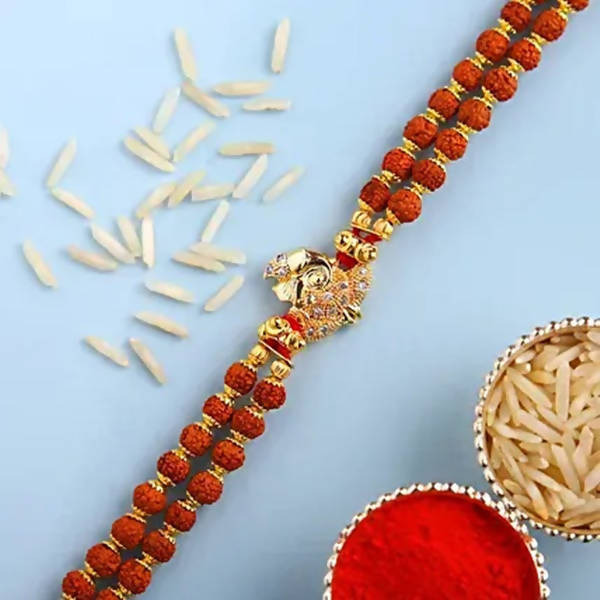 Ganesha Minimal Style Rakhi And Almonds Jar